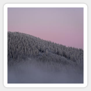 Pink Winter Misty Sunset in the Mountains of Czech Sticker